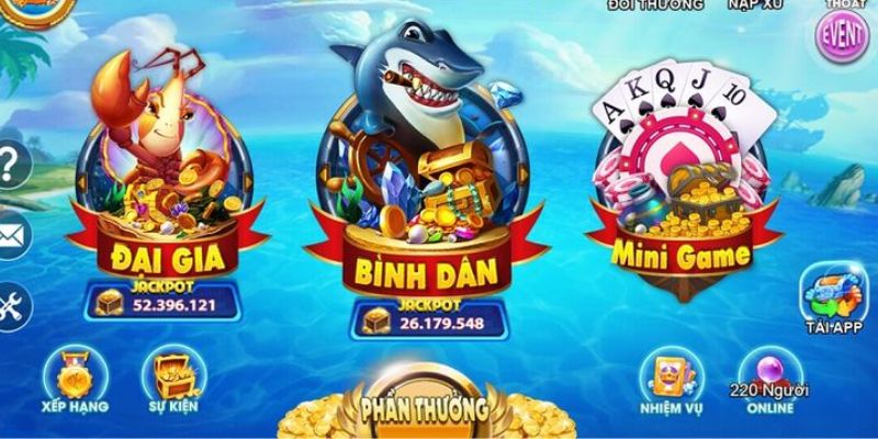 Bắn cá Thần Tài 69VN với nhiều phòng game khác nhau